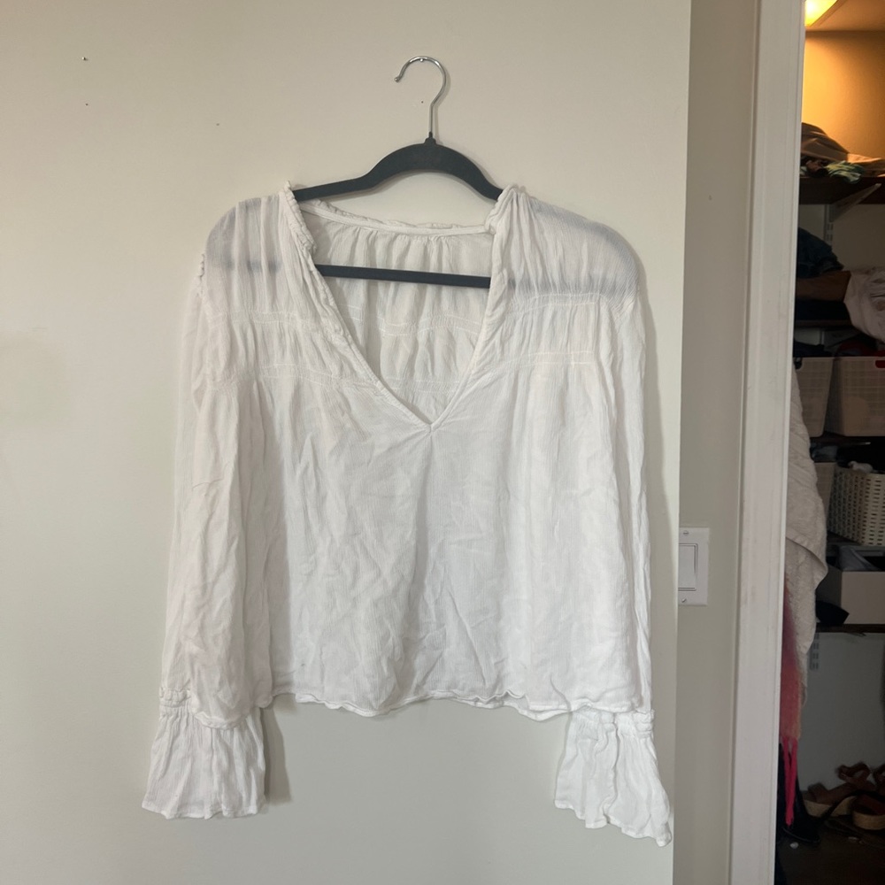 Free people flowy white top bell sleeve